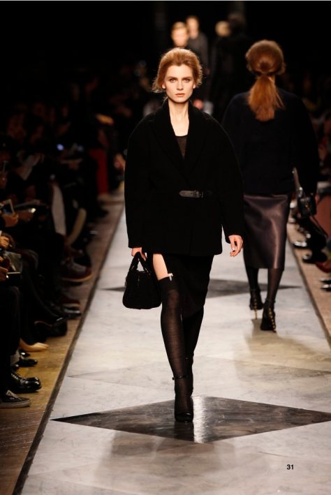 31-LOEWE-AH-2013-Black Shearling Jacket_ Black Cashmere Rib-knit Vest_ Black Napa Skirt_ Black Pierced Napa Sandal_ Black Shearling ‘Amazona 28’ Bag